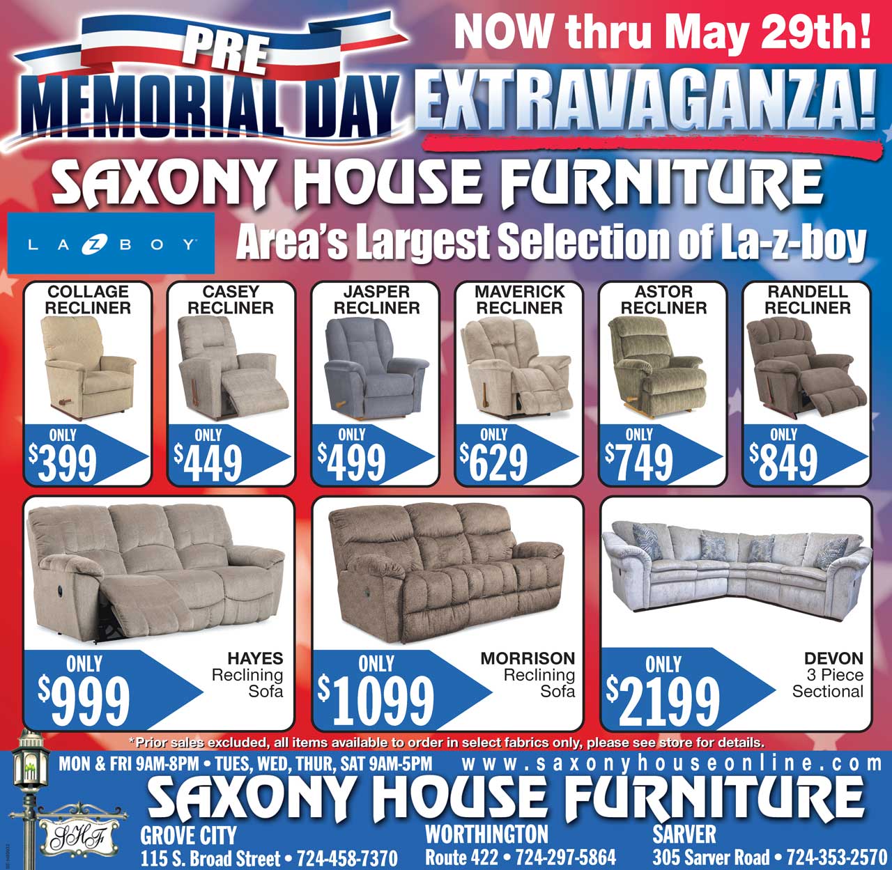 Saxony House Furniture | Promotions | Worthington, PA