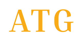Orange letters &ldquo;ATG&rdquo; on a white background