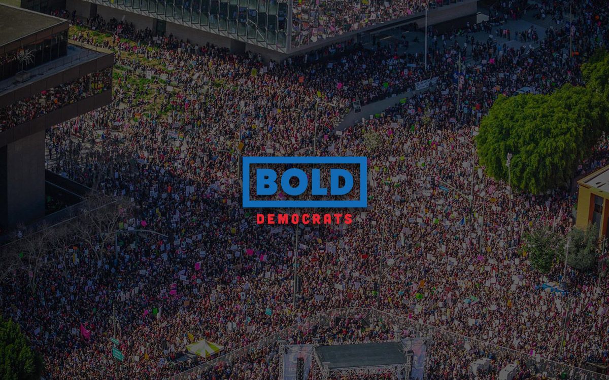 An aerial view of a large crowd of people at a protest.