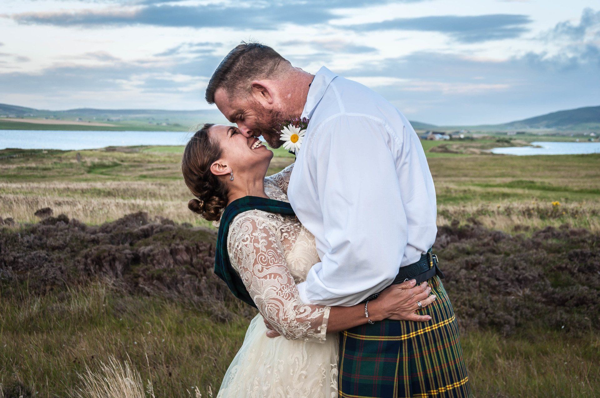 Wedding couple at Ring of Brodgar, Orkney