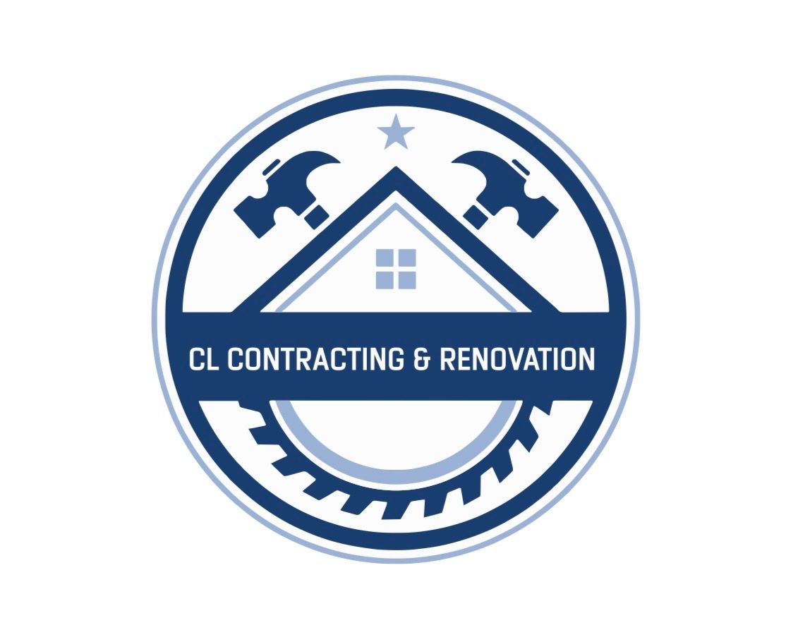Logo for Vanguard Construction: Yellow house outline with tools, blue and yellow color scheme.
