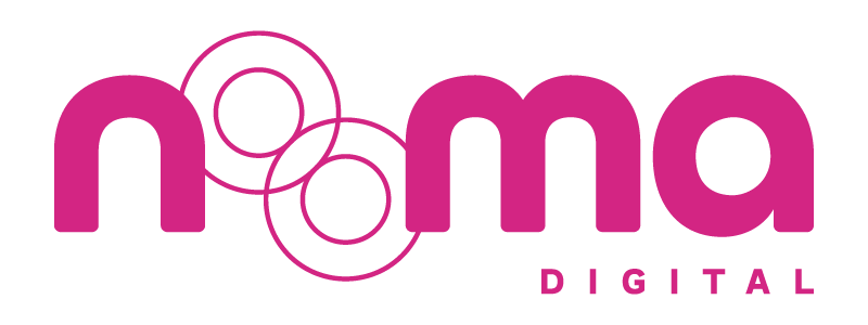 Um logotipo rosa e branco para noma digital