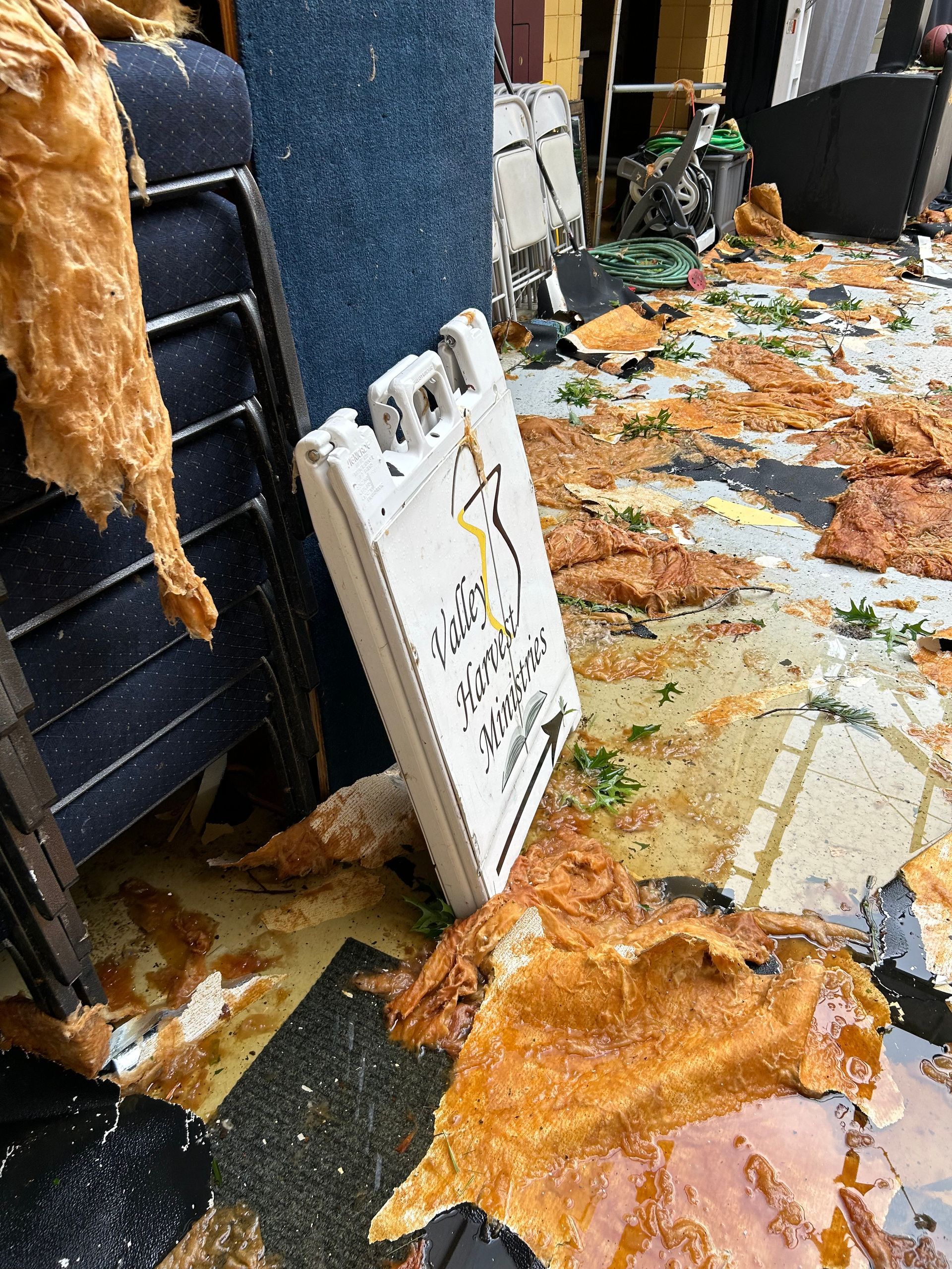 Tornado damage at Valley Harvest Ministries.