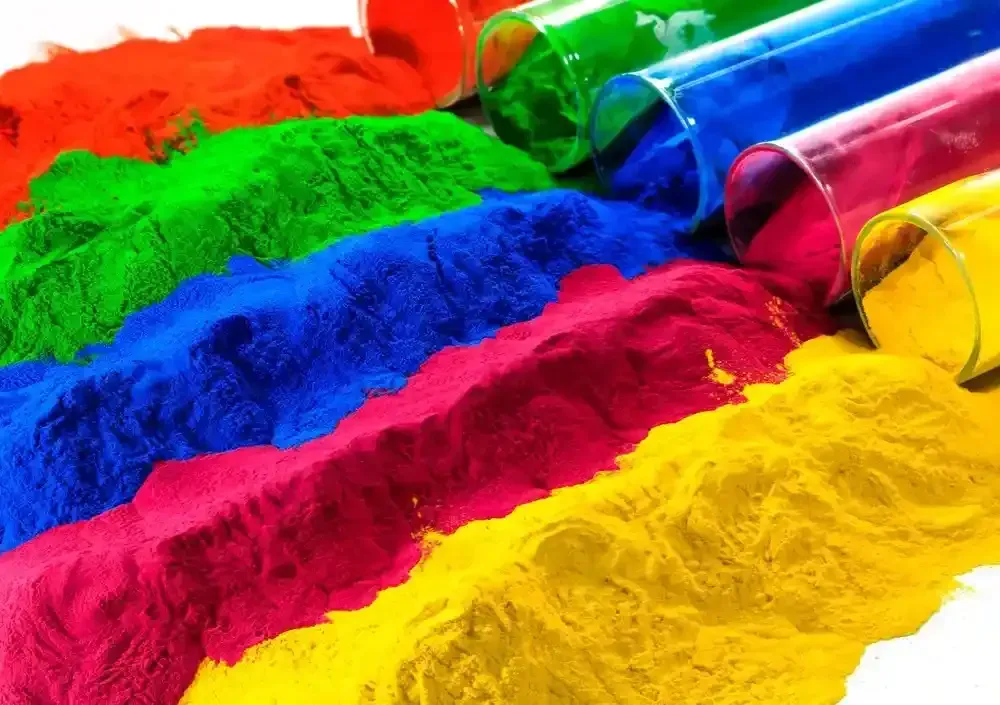 Vivid Powders in Red, Green, Blue, Pink, and Yellow Spill From Glass Tubes — Jamie Frankham Painting in Goonellabah, NSW