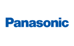 Blue Panasonic logo on a white background