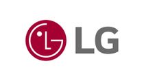 LG logo in red circle with white letters beside gray “LG” text