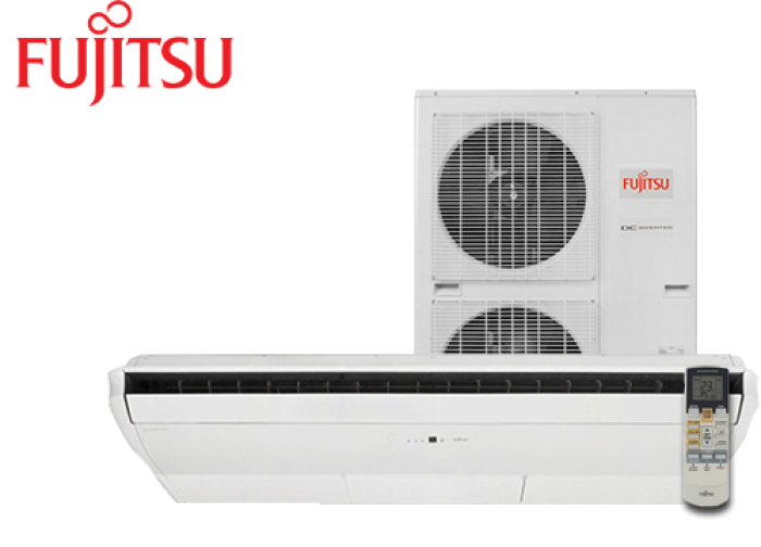 Fujitsu wall-mounted air conditioner with outdoor unit and remote control