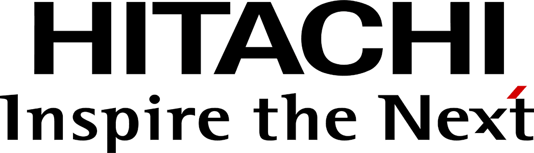 Hitachi logo with the slogan “Inspire the Next” in black and red