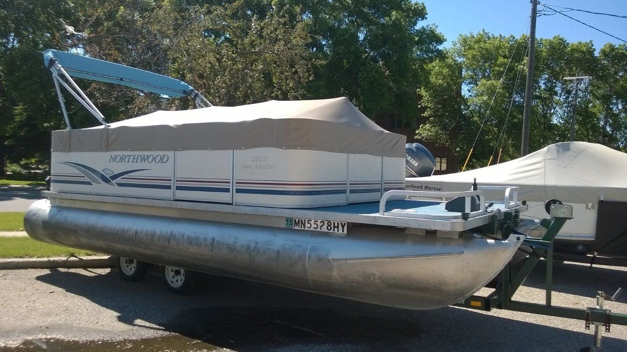 Another Beige Pontoon — Moorhead, MN — Olson Awning & Canvas