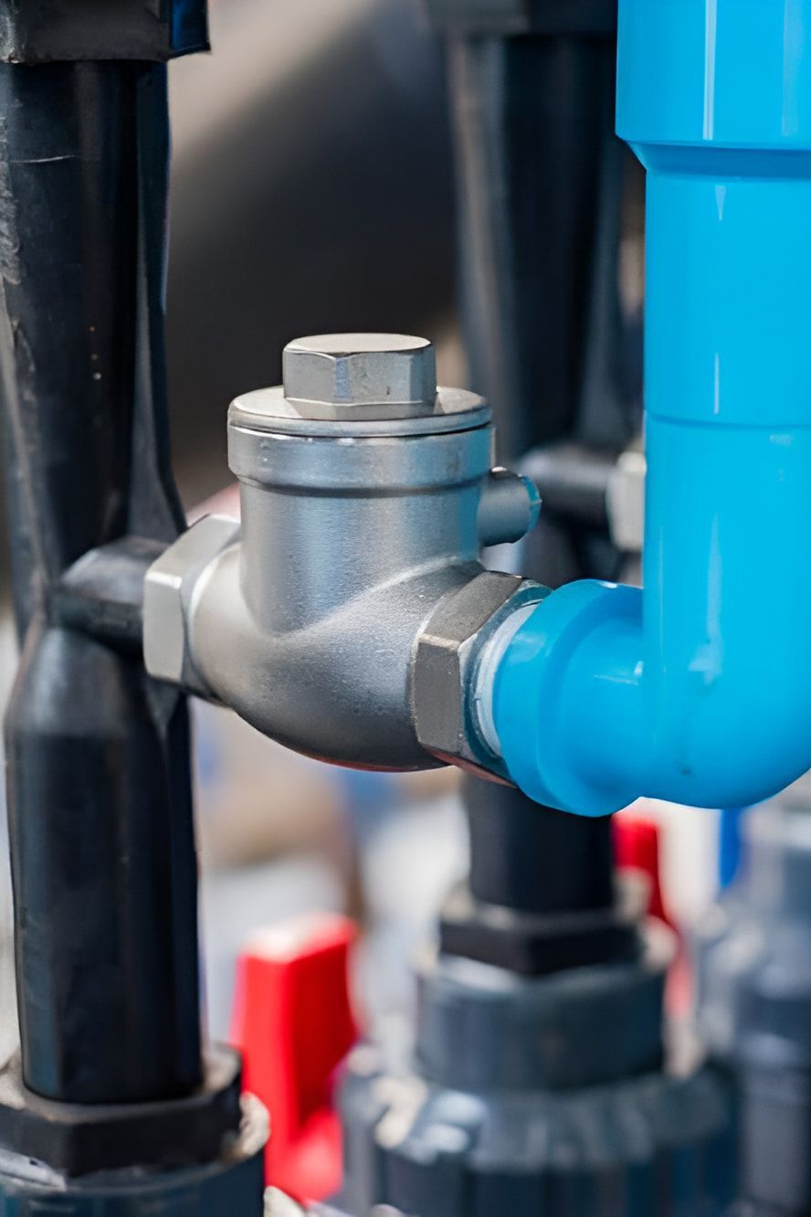 A Close Up Of A Blue Pipe With A Valve Attached To It — ARK Plumbing & Gasfitting In Berrima, NSW