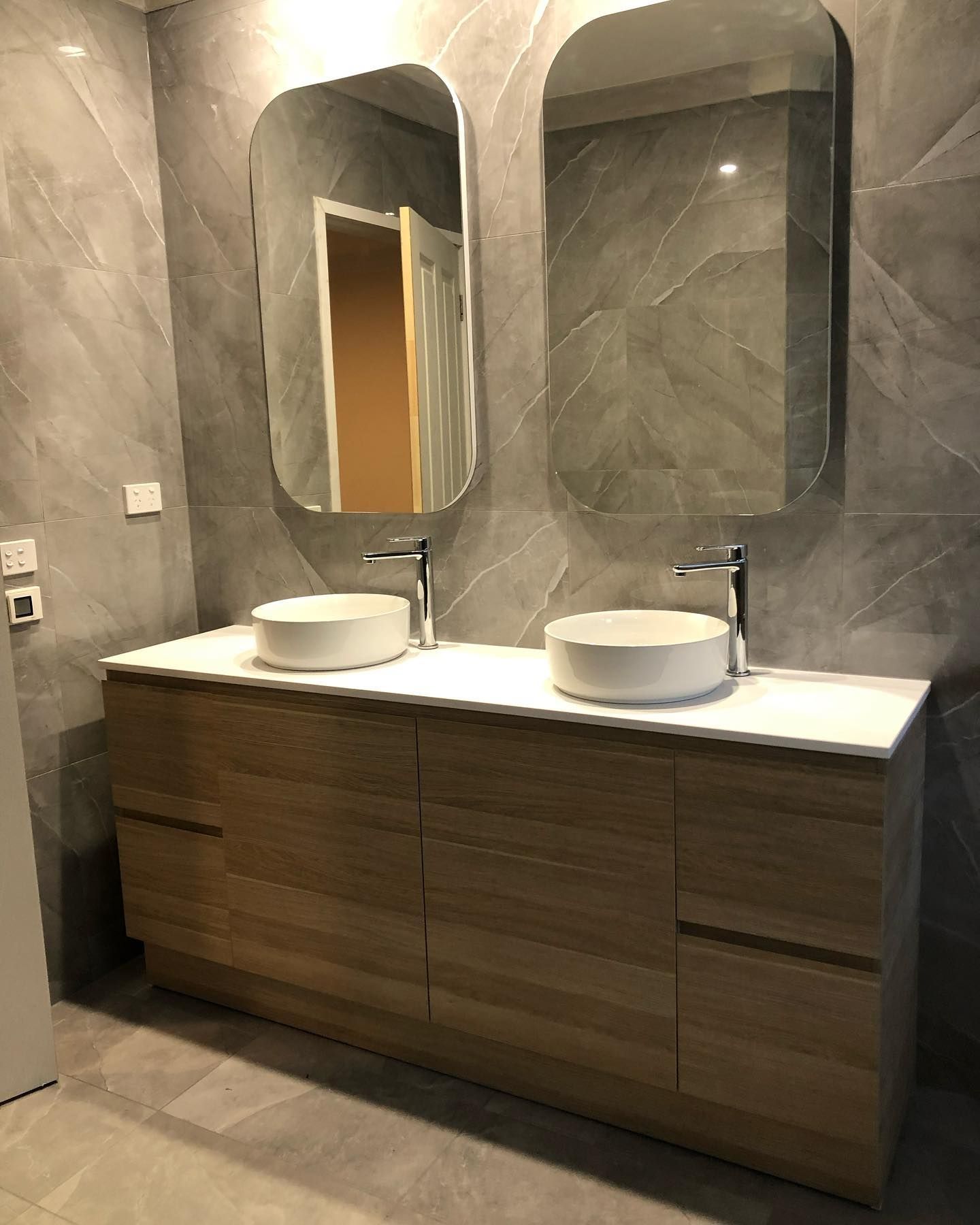 A Bathroom With Two Sinks And Two Mirrors — ARK Plumbing & Gasfitting In Mittagong, NSW