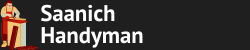 A logo for saanich handyman with a picture of a man