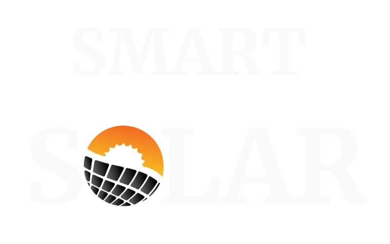 En logotyp för smart sol med en bild på en solpanel och solen.