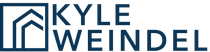 The kyle weindel logo is blue and white and has a house on it.