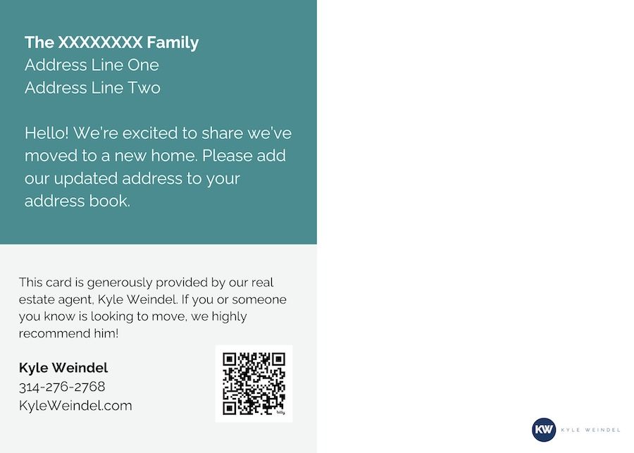 A real estate postcard with a qr code on it.