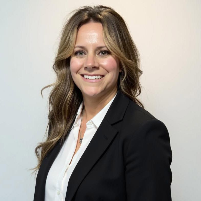 Charlotte O’Brien of White Olive CPA with long wavy brown hair wearing a black blazer and white shirt smiling.