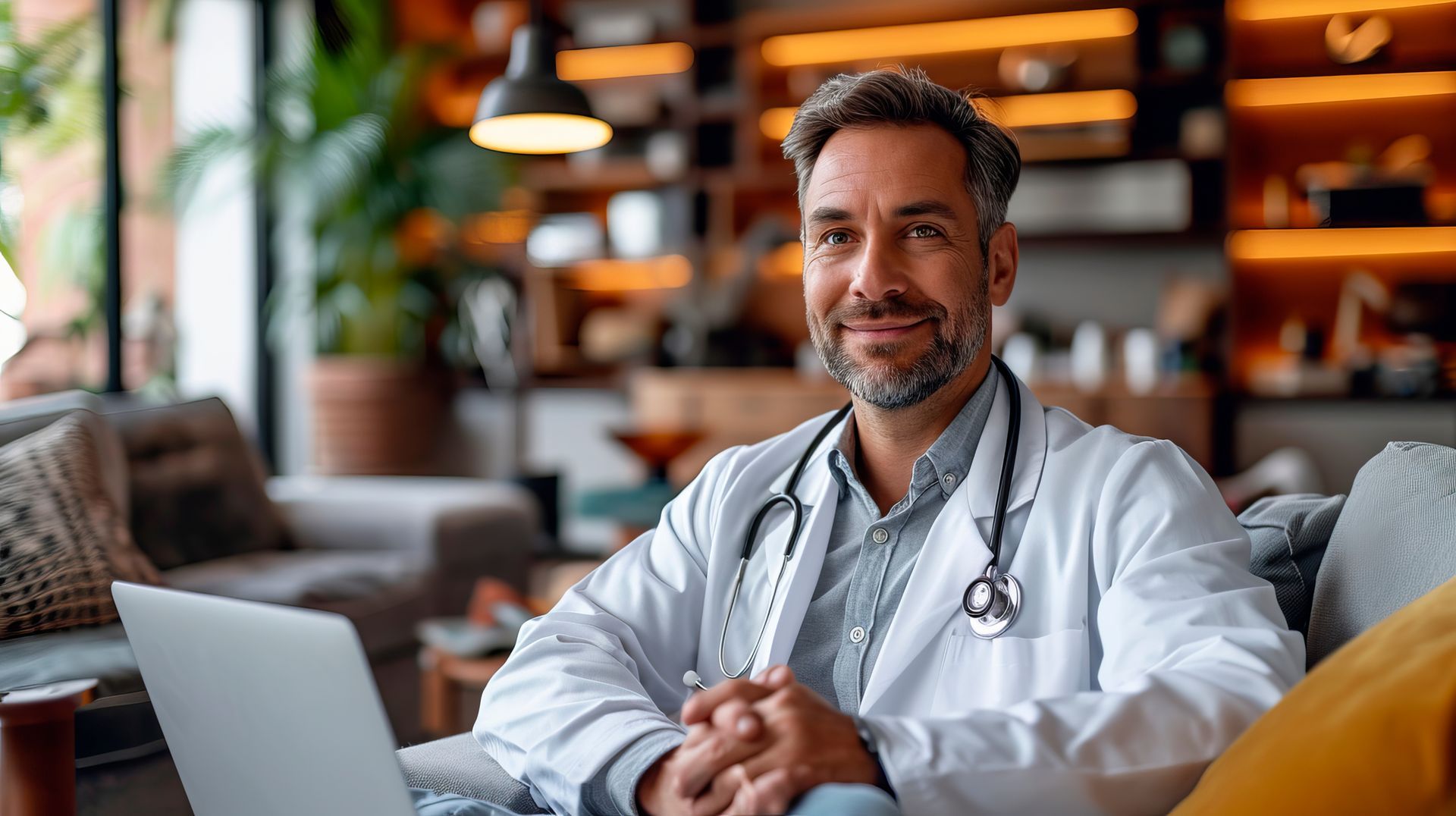 Physician sitting at a desk