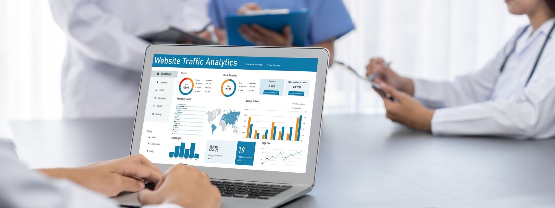 doctor s looking at an SEO ashboard