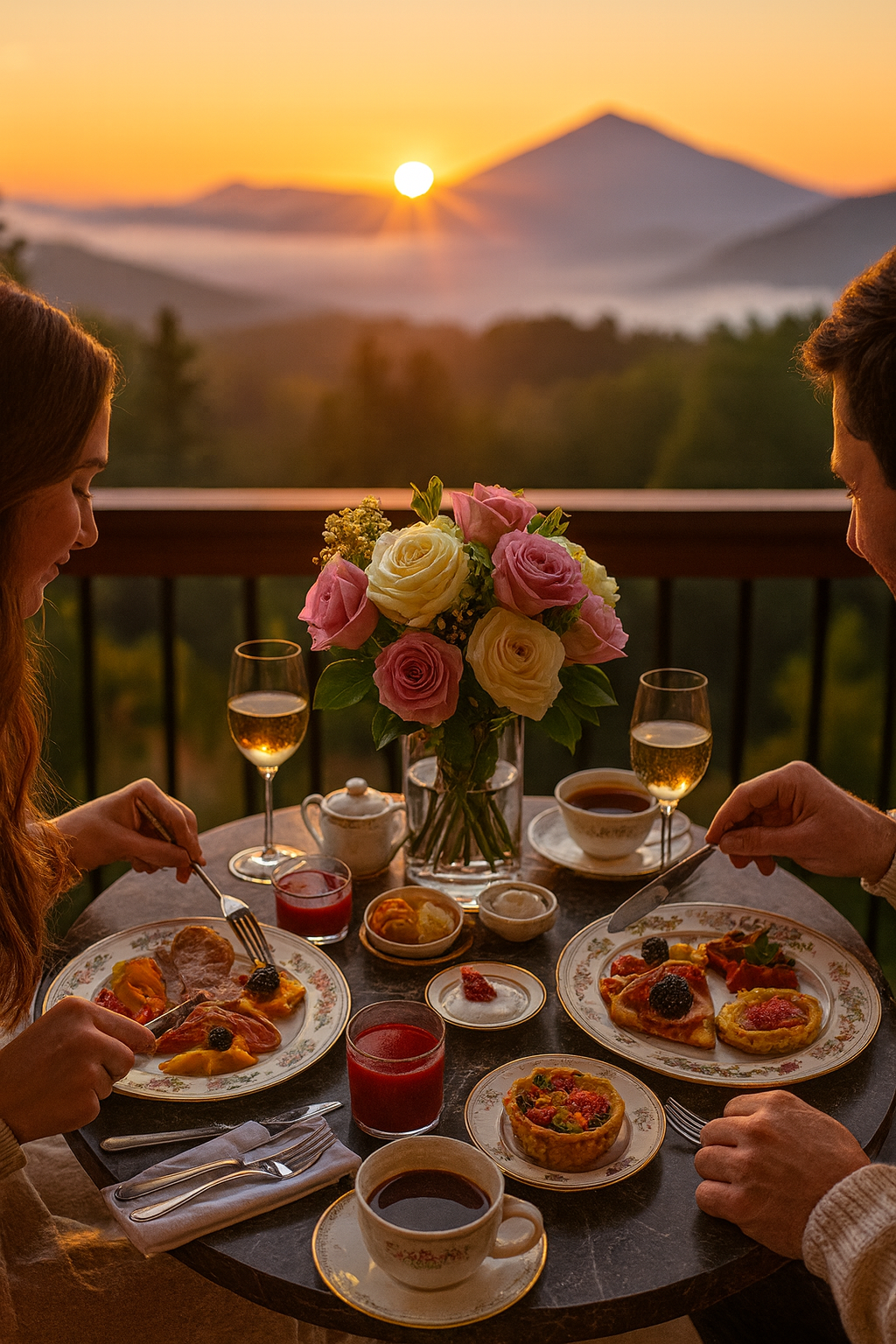 A person is pointing at a painting on an easel