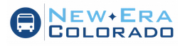 A blue and white logo for new era colorado