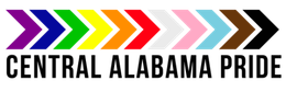 A logo for central alabama pride with arrows in different colors