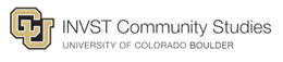 The logo for invst community studies university of colorado boulder