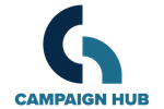 The campaign hub logo is blue and white and says campaign hub.