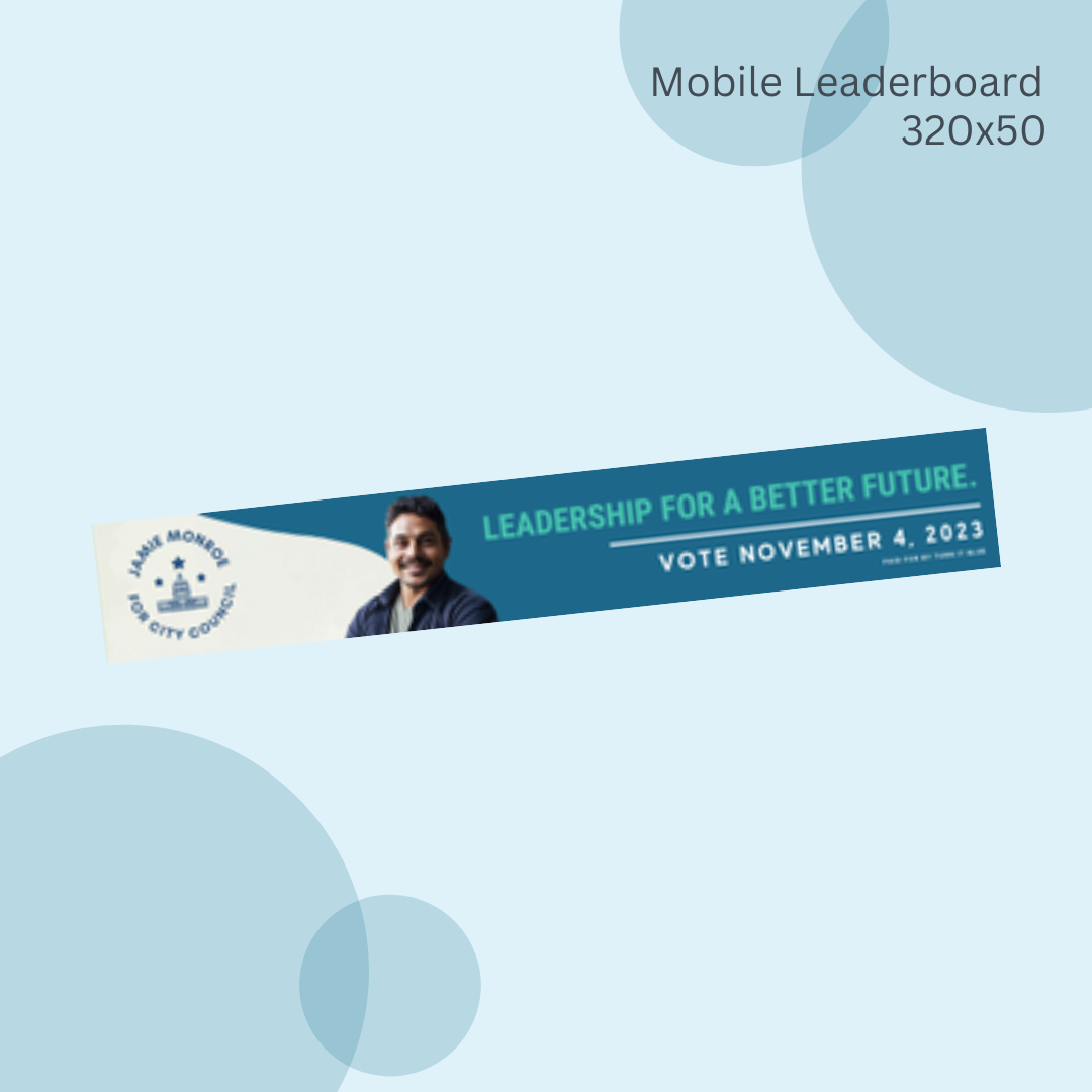 A mobile leaderboard that says leadership for a better future