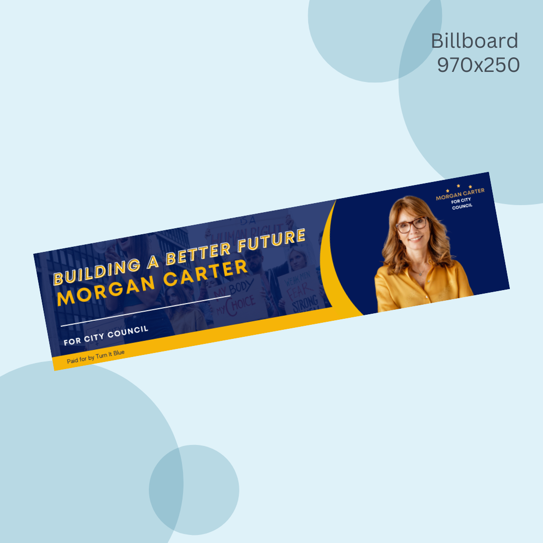 A billboard for morgan carter says building a better future