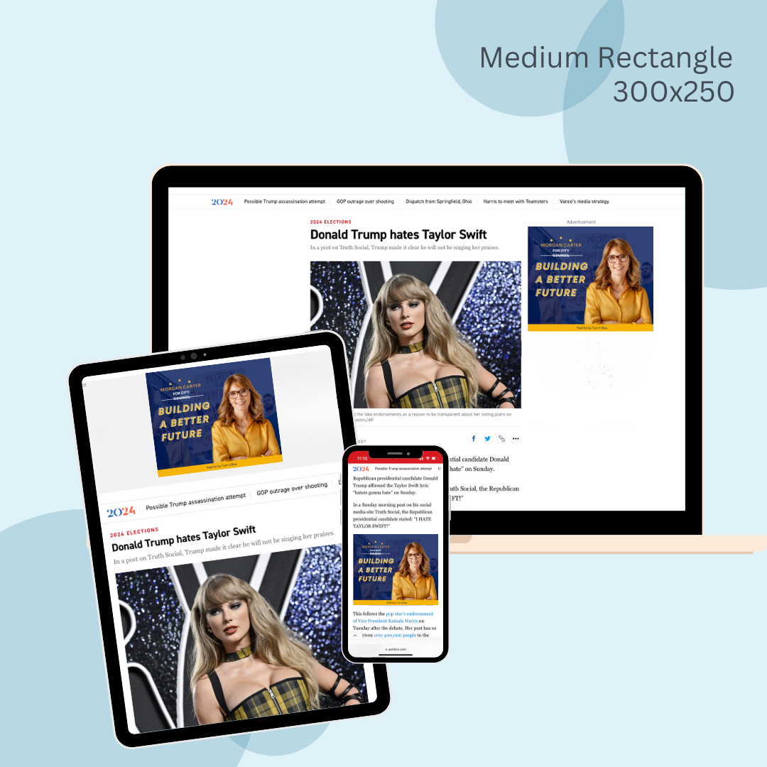 A laptop , tablet , and cell phone are displaying a website.