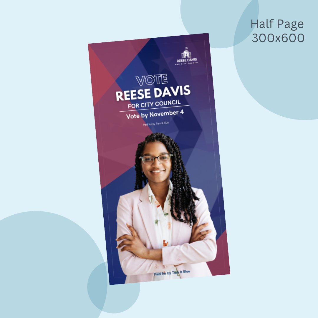 A half page ad for reese davis for city council