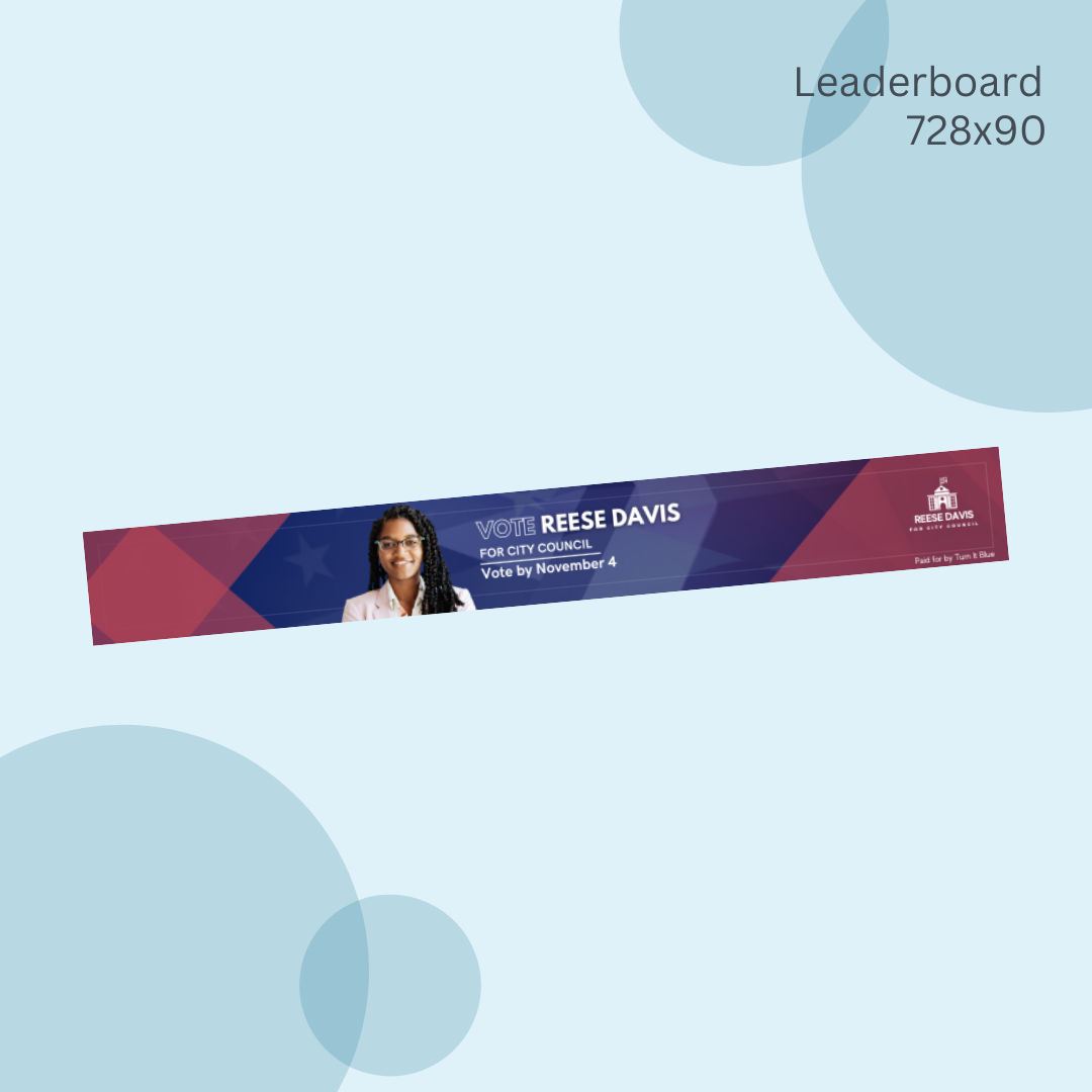 A leaderboard with a picture of a woman on it