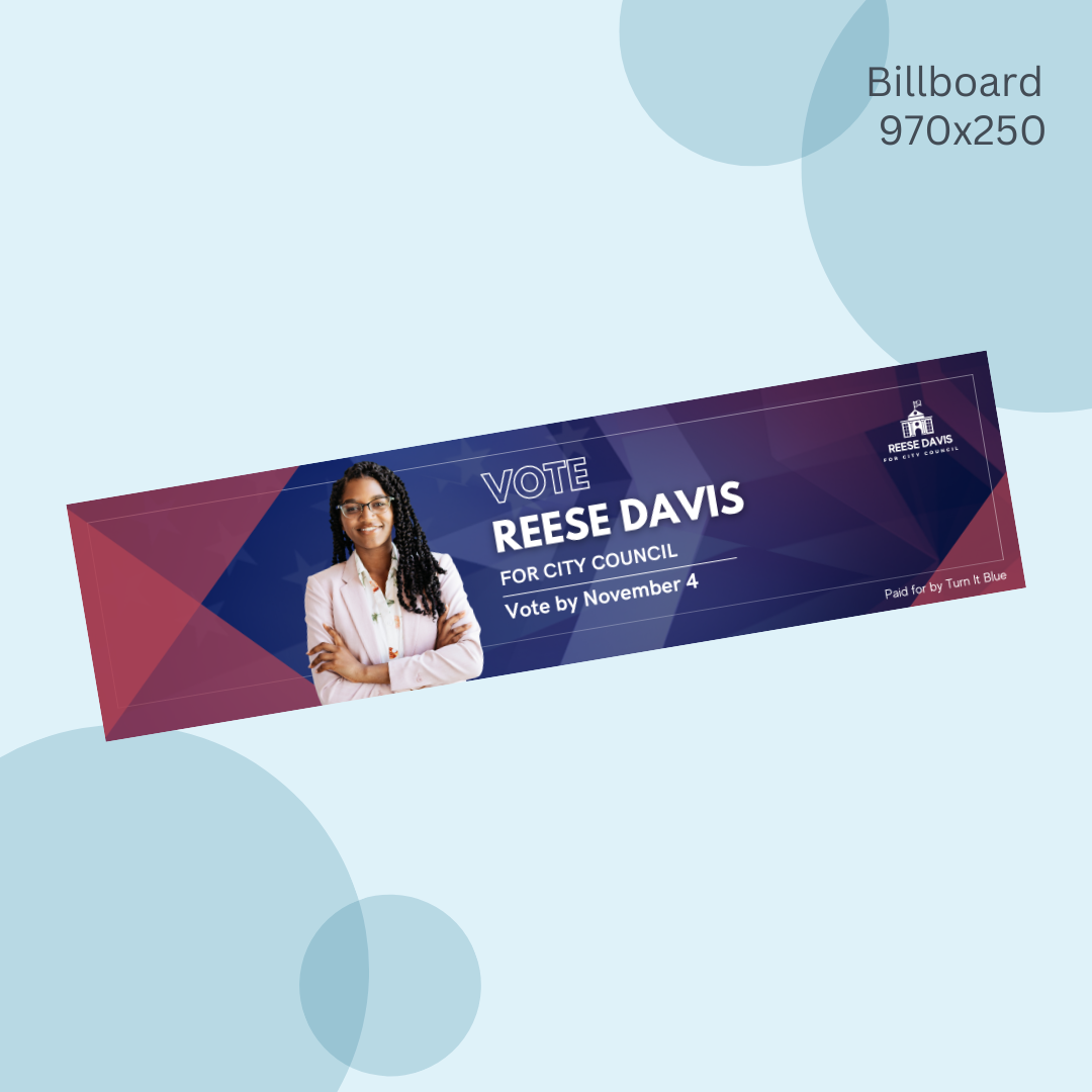 A billboard for reese davis for city council