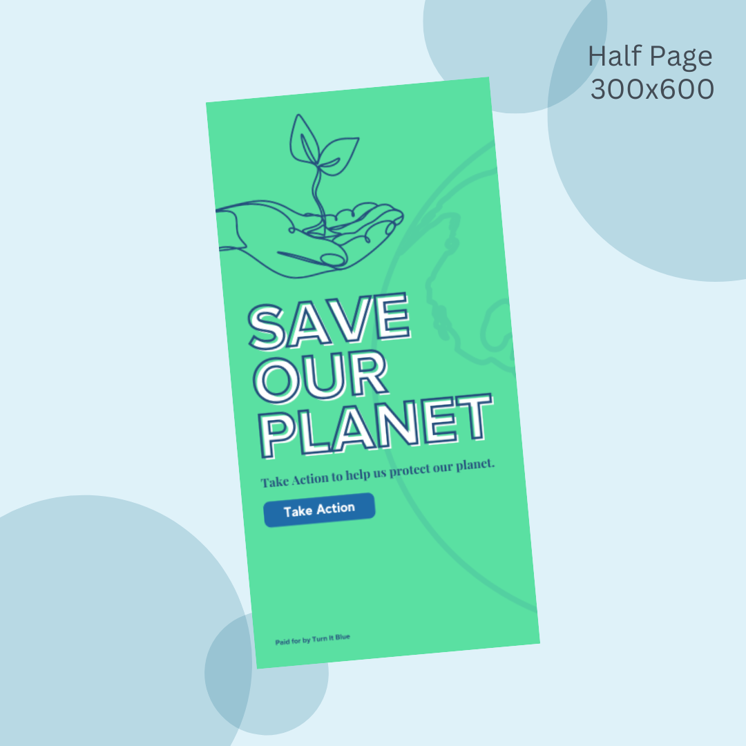 A green poster that says save our planet on it