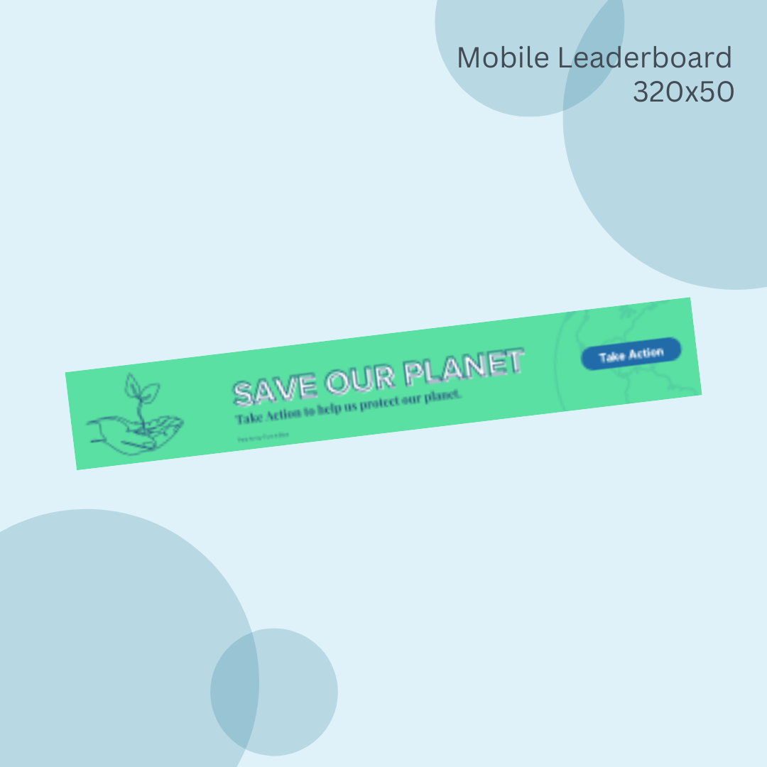 A green banner that says save our planet on it