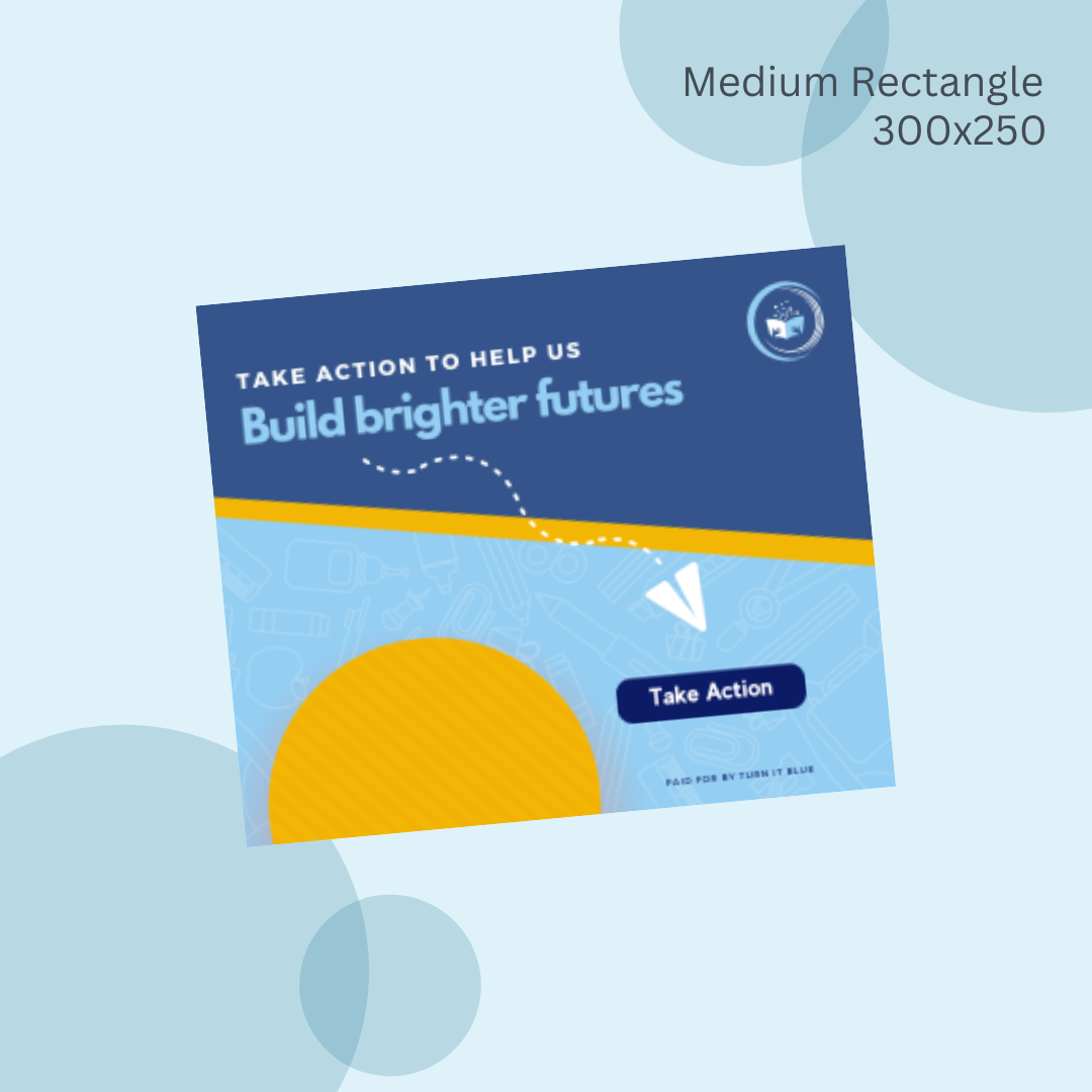 A poster that says take action to help us build brighter futures