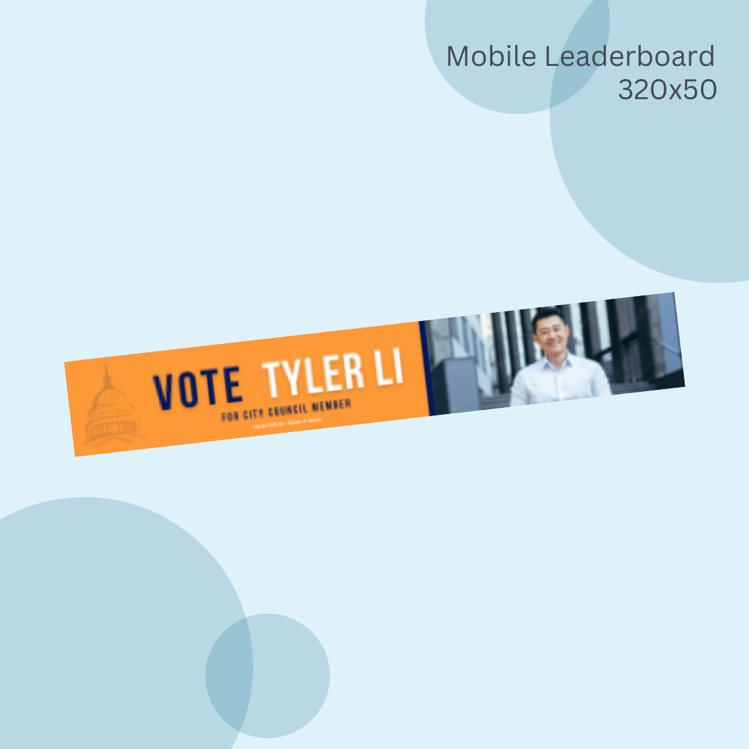 A banner that says vote tyler li on it