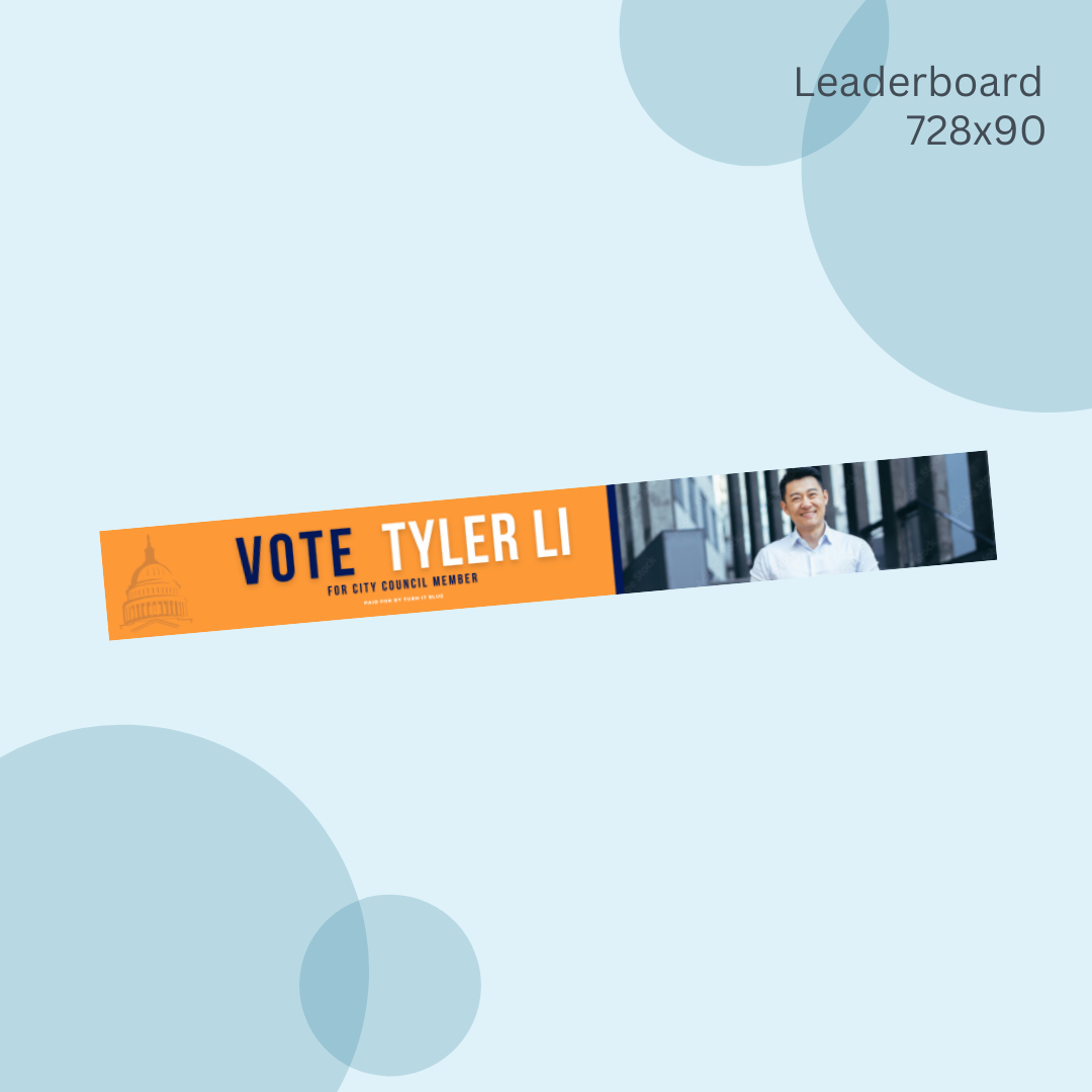 A banner that says vote tyler li on it