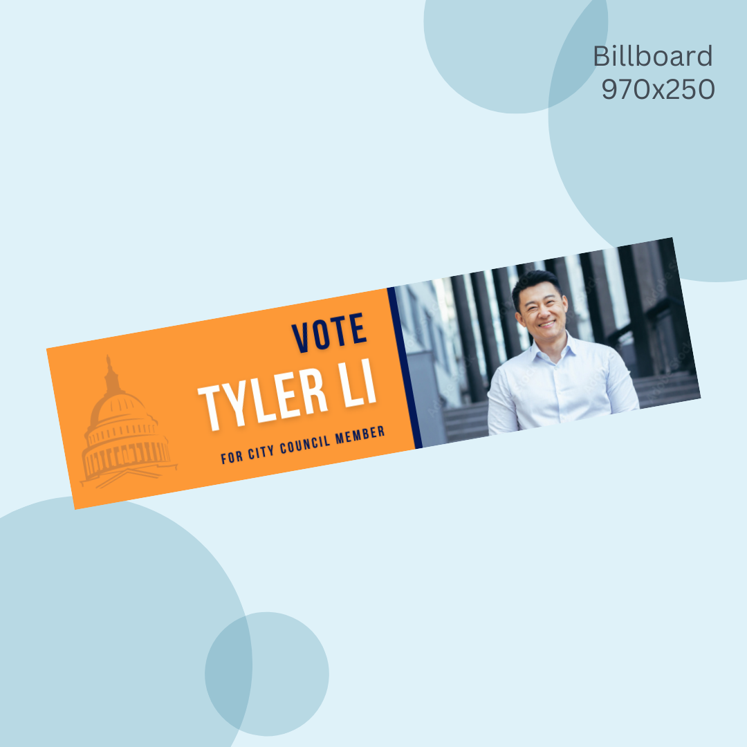 A billboard that says vote tyler li on it