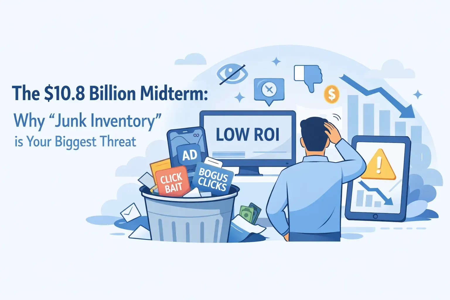 A person looks concerned at a screen labeled