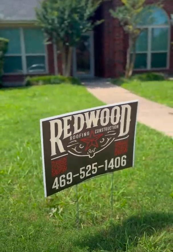redwood roofing company yard signs