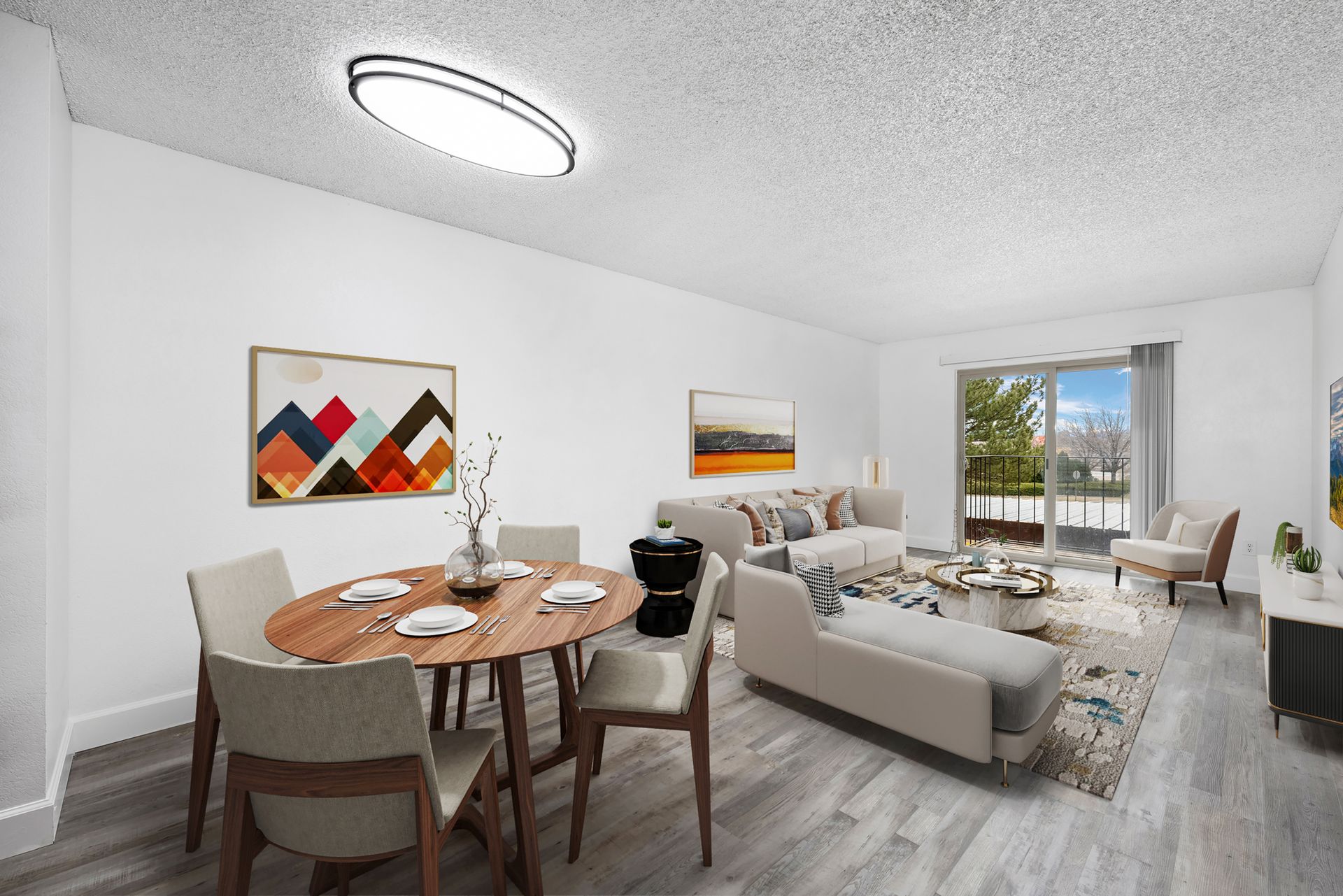 Photo of a living room with an open floor plan