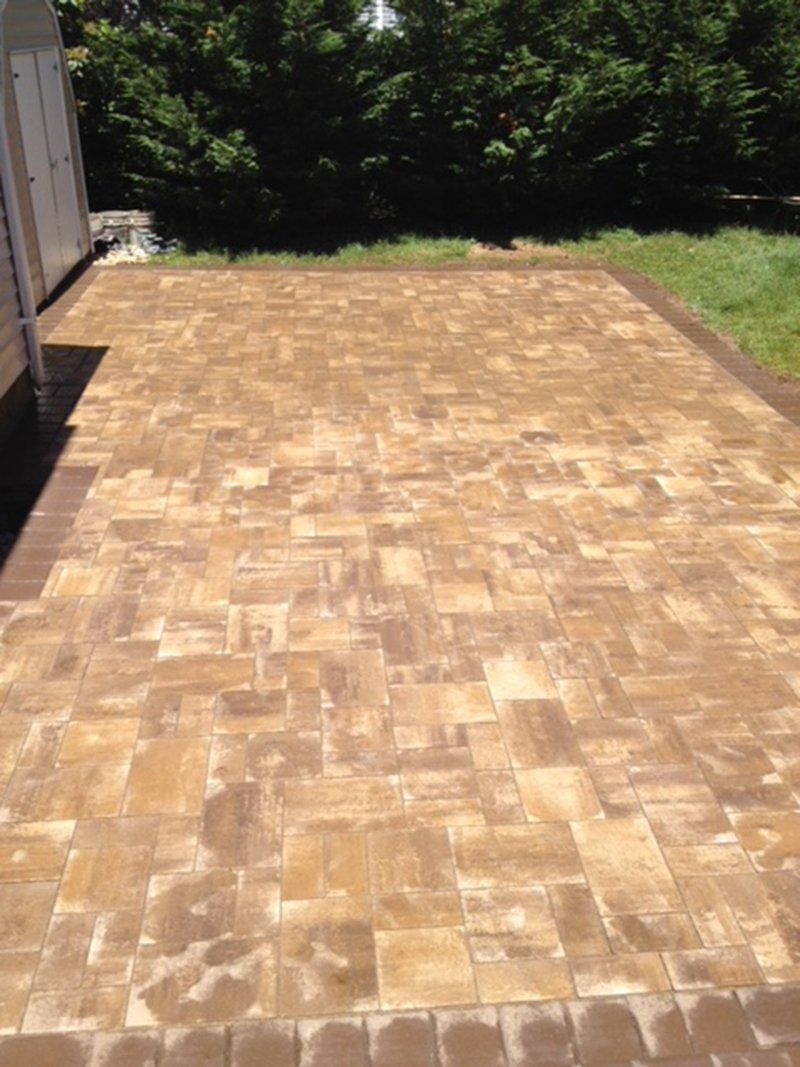 light brown stone patio