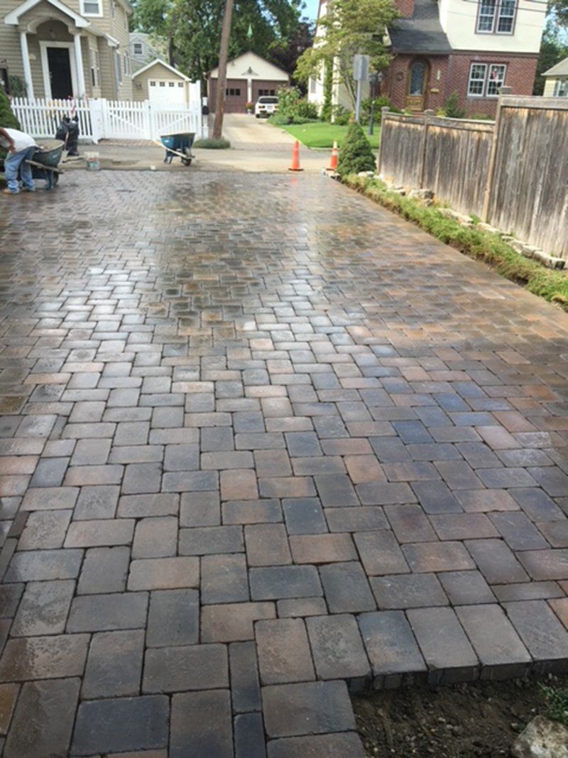wet stone driveway