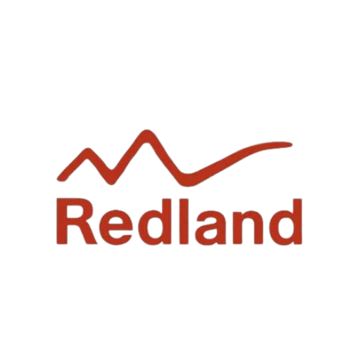 A redland logo with a mountain in the background
