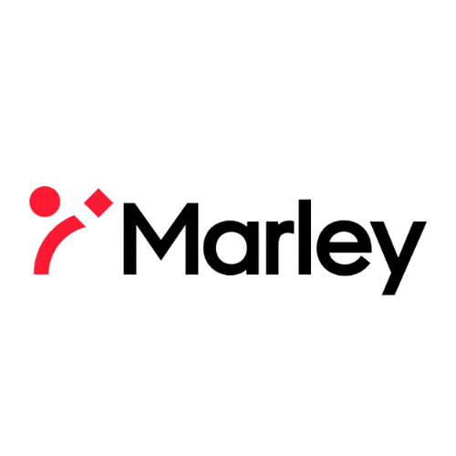 The marley logo is red and black on a white background.