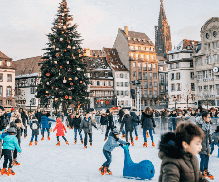 Pista de hielo en centro ciudad instalada para Navidad