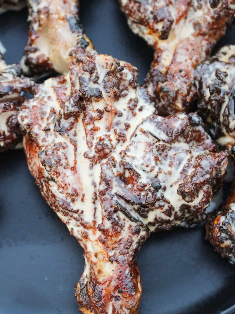 Chicken butterflied drumstick with Alabama white sauce