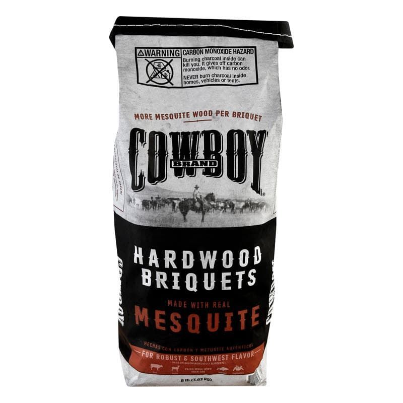 Bag of Cowboy Mesquite Hardwood Briquets real wood charcoal, mesquite charcoal