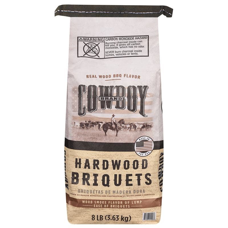 Bag of 8lb Cowboy Hardwood Charcoal Briquets real wood charcoal